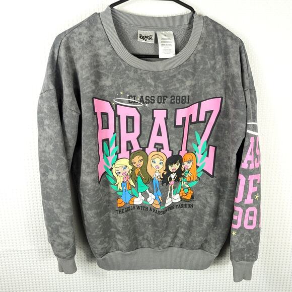Bratz Class of 2001 Gray Wash Sweatshirt Women's Small Y2K Graphic Crewneck - Picture 1 of 4